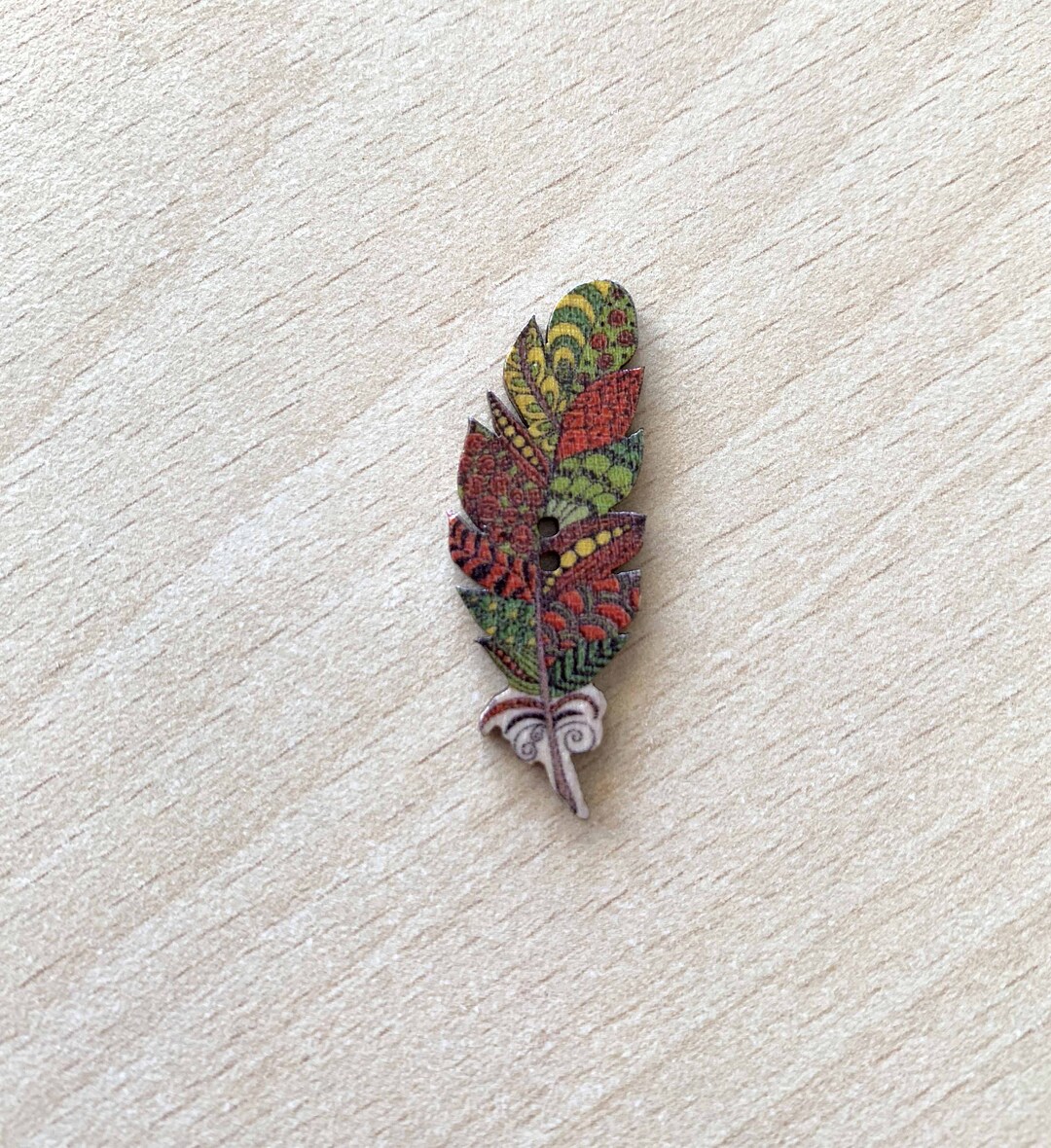 Pretty Little Feather Button 05 in Wood 40 Mm in Length - Etsy
