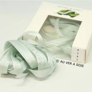 Silk ribbon 5382 4 mm celadon French quality with silkworm