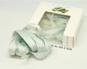 Silk ribbon 5382 4 mm celadon French quality with silkworm