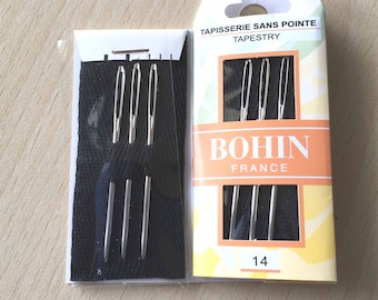 Aiguille à tapisserie taille 14  lot de 3  de la marque "bohin" sans pointe