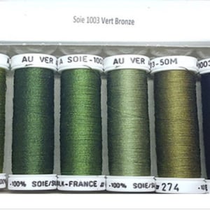 pacote de fio de seda 1003 tom verde bronze