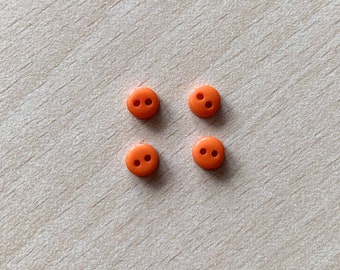 lot of 4 buttons for clothes dolls orange color 5 mm