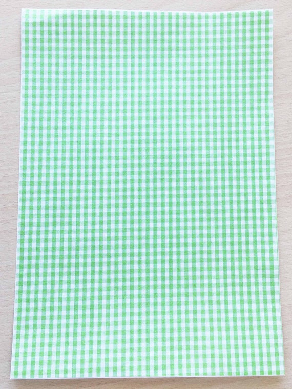 Fabric Adhesive Pattern: Green Gingham 210 X 290 Mm A4 