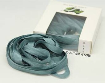 Silk ribbon 5386 4 mm petrol French quality with silkworm