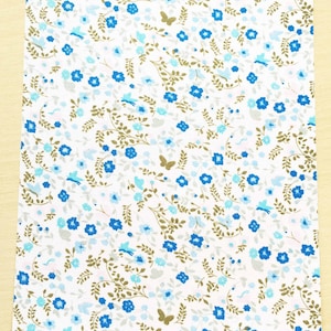 Tissu adhésif motif: fleuri bleu rose  210 x 290 mm (A4)