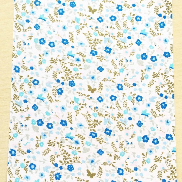 Stof zelfklevende patroon: floral Blue steeg 210 x 290 mm (A4)