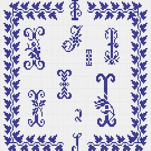 cross stitch pattern letter I