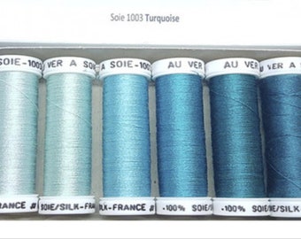 Pack de fil de soie 1003 nuance turquoise