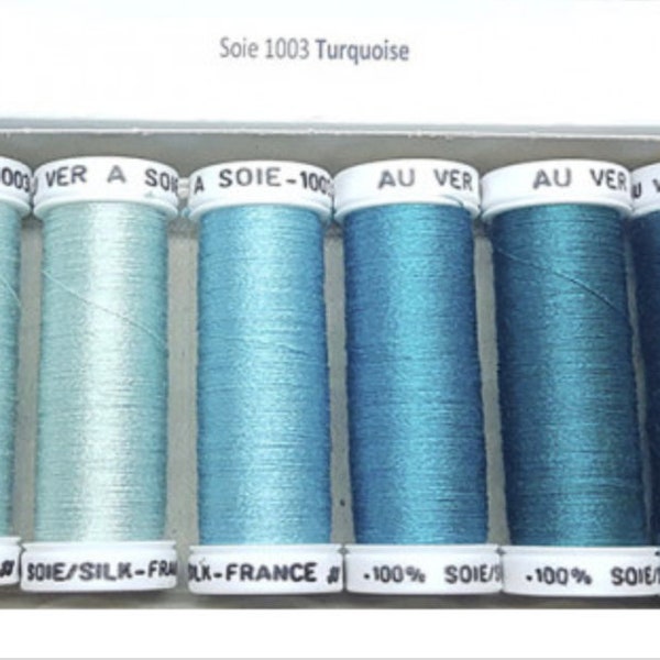 Pack de fil de soie 1003 nuance turquoise