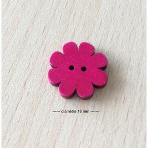 pretty little fuchsia wooden flower shaped button 18mm diameter