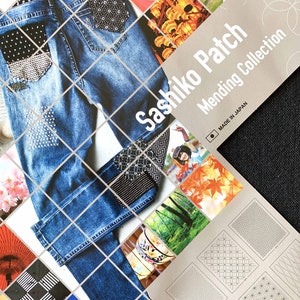 Sashiko patch mending black collection