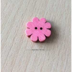 pretty little pink flower shaped wooden button 18mm diameter