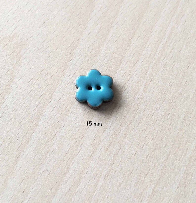 joli petit Bouton fleurs turquoise taille: 15 mm image 1