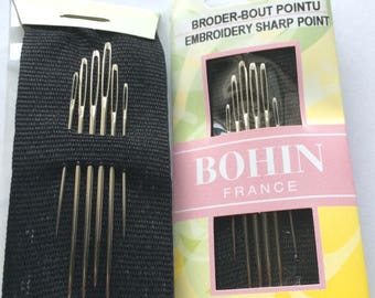 Aiguilles à Chenille taille 18, 20 et 24   lot de 6  de la marque "bohin" avec pointe