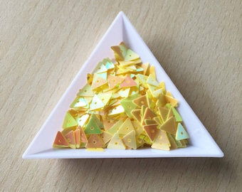 pretty little iridescent yellow triangular glitter 7 mm