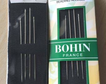 Aiguilles à perles taille 10 et 12   lot de 4  de la marque "bohin" avec pointe