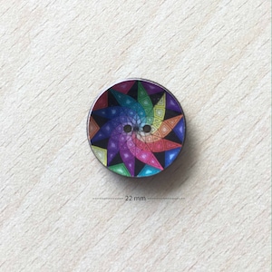 Hübscher kleiner Regenbogen-Knopf „Mandala“, Größe: 22 mm
