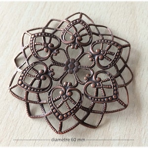 connector / pendant &quot;sieve rosette&quot; filigree aged copper
