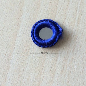 Shisha mirror sewing disc size 1.5 cm blue outline