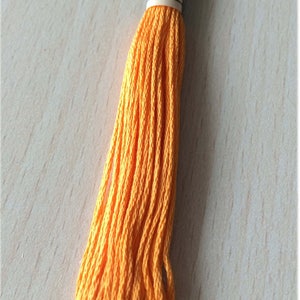 Peut inclure: Une bobine de fil à broder orange vif avec le numéro "741" imprimé sur l'étiquette.