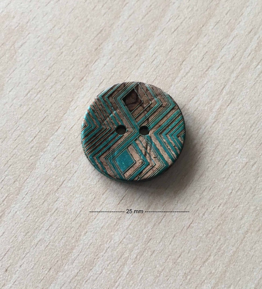 Tribe Button Pretty Little Turquoise Brown tribe Button Size: 25 Mm - Etsy