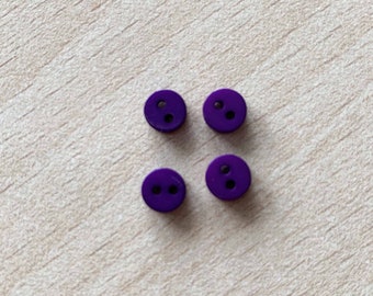 lot of 4 buttons for clothes dolls purple color size 5 mm