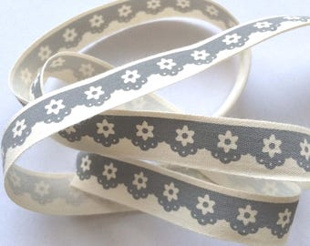 decorative ribbon: "gray lace" on ecru background