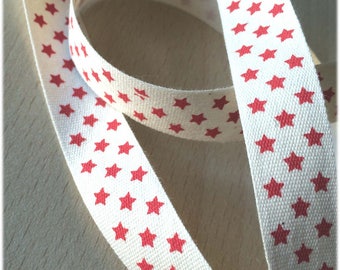 decorative Ribbon: "red stars" on an ecru background