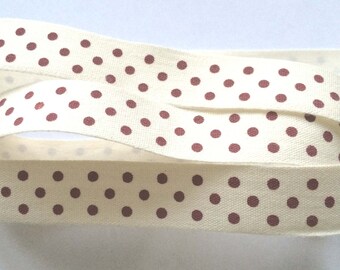 decorative Ribbon: "Burgundy dots" on an ecru background