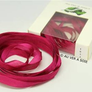 silk ribbon 1034 with silkworm image 1