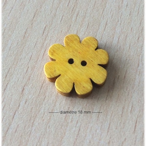 pretty little yellow wooden flower shaped button 18mm diameter
