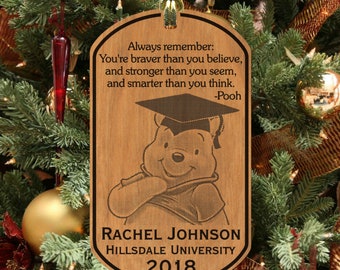 graduation wood ornament keepsake gift personalized free w name winnie pooh christmas ornament - Pooh Christmas graduation wood ornament keepsake gift personalized free w name winnie pooh christmas ornament - Pooh Christmas