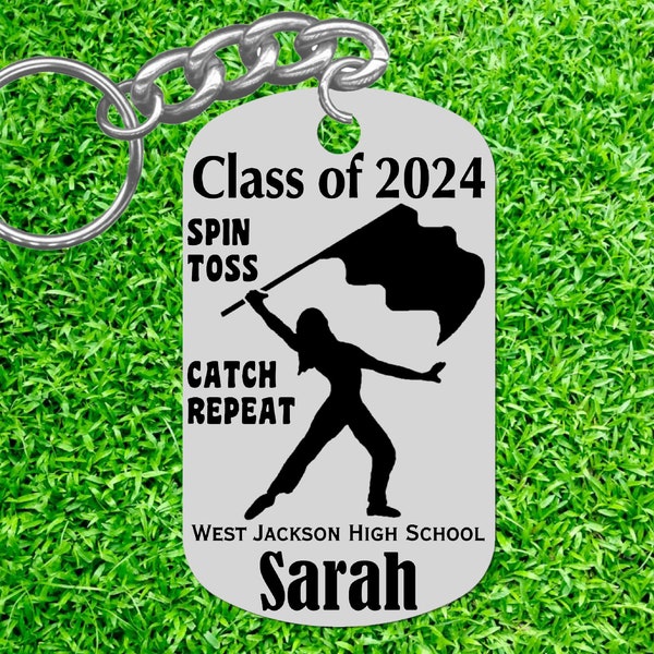 COLOR GUARD Keychain Gift, Personalized FREE with Name! Custom Made, Senior Night Gift, Bag Tag, Graduation