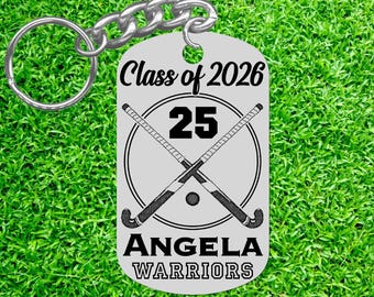 Personalized Field Hockey Player Keychain, Senior Night, Team Gift