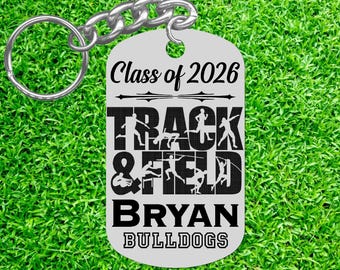 Personalized Track and Field Keychain, Senior Night Gift