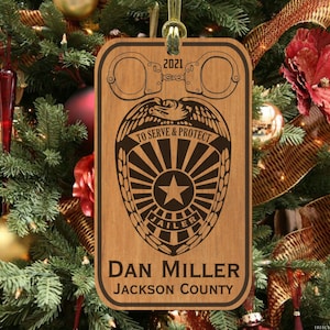 Details about / Duty Honor Courage POLICE Officer Christmas Ornament Gift Personalized FREE!