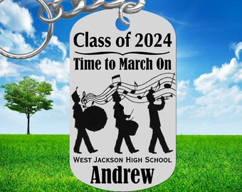 MARCHING BAND Keychain Gift, Personalized FREE with Name! Custom Made, Senior Night Gift, Bag Tag, More Quotes to choose from! Graduation