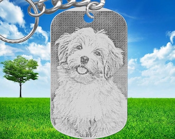 Laser Engraved Picture Photo Keychain of your DOG Cat Pet Horse. Special Gift!