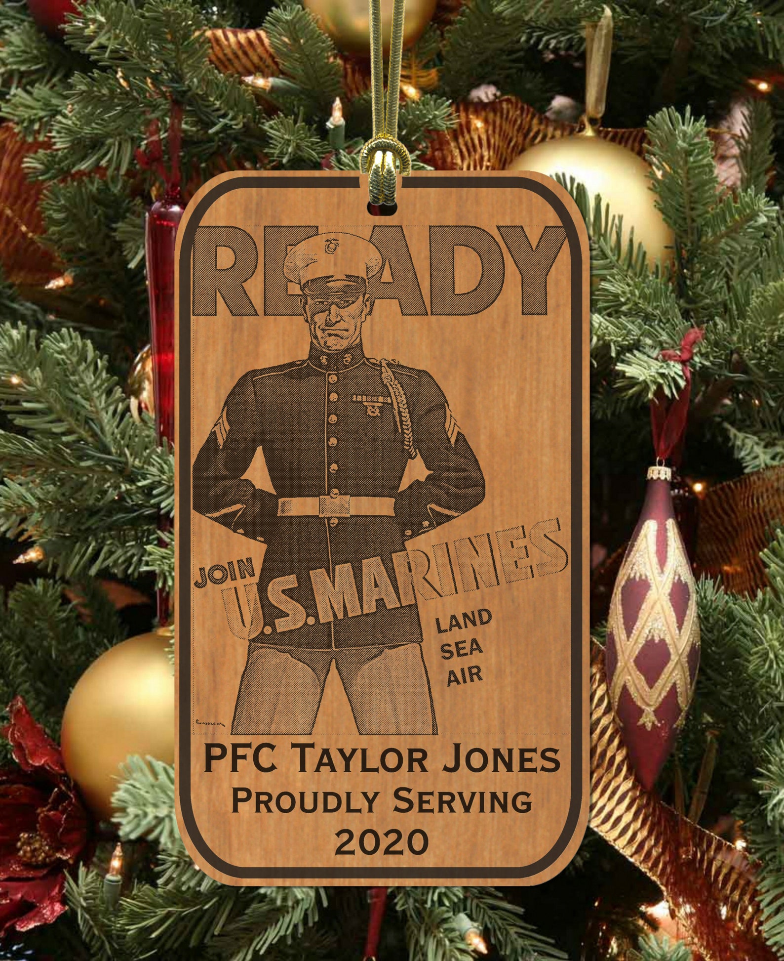 USMC Marine Corps Christmas Ornament Engraved FREE with NAME | Etsy