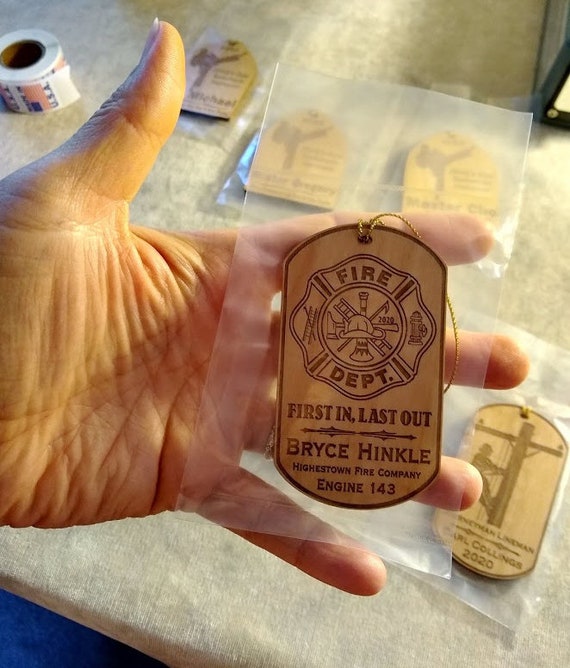 FIRST IN LAST OUT NEW IVORY Details about / FIREFIGHTER CHRISTMAS ORNAMENT