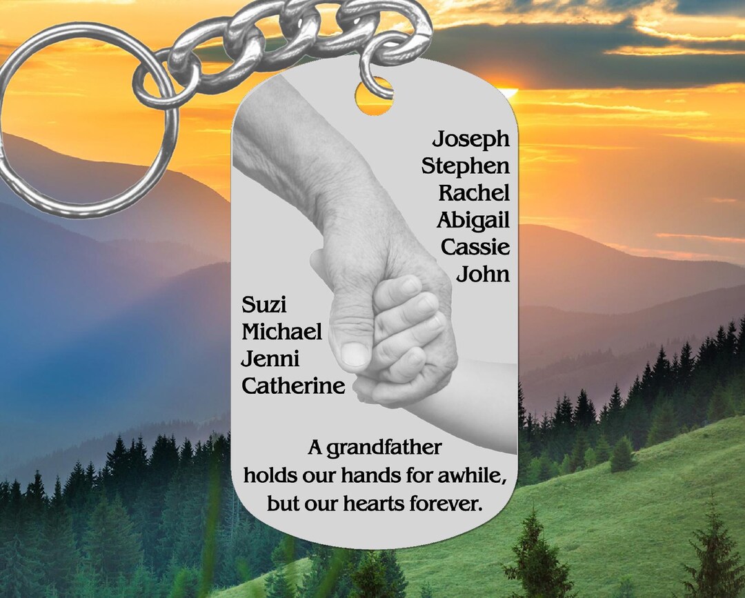 La Fonte Personalized Grandfather Wooden Keychain Papa American Flag,Custom Father's