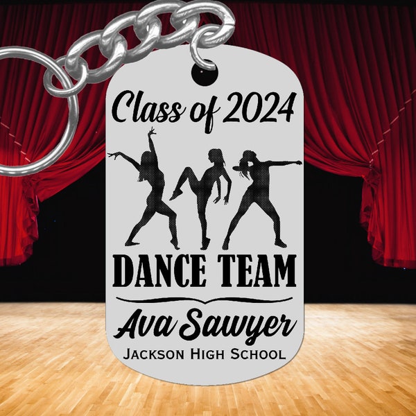 DANCE TEAM Keychain Gift, Personalized FREE with Name and School! Custom Made, Senior Night Gift