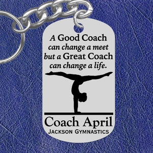 GYMNASTICS Coach Keychain Gift, Personalized FREE with Name and Team, Custom Made, Great Coach