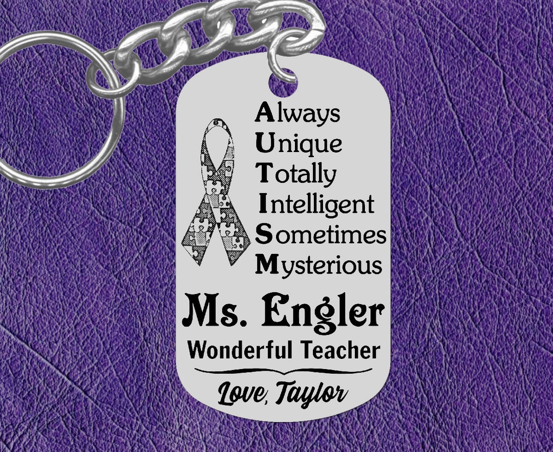 Personalized Autism Teacher Keychain, Stainless Steel Dog Tag Gift - Etsy
