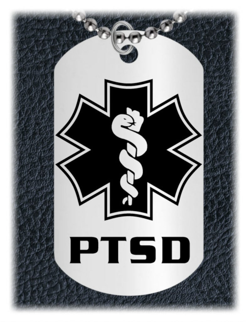 PTSD Medical Alert Necklace Dog Tag Personalized Free. Laser Etsy