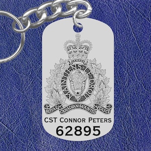 Cadeau porte-clés de la GRC, personnalisé GRATUITEMENT avec nom et numéro. Souvenir spécial, gendarmerie, Gendarmerie royale du Canada