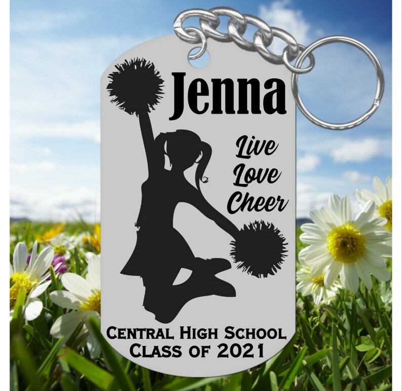 Senior Night Cheerleader Keychain Gift Cheerleading Custom Made Personalized FREE with Name and Team