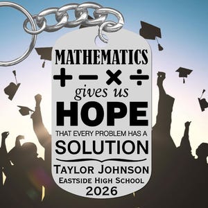 Personalized Math Keychain, Graduation Gift, Mathlete, Custom Name & School