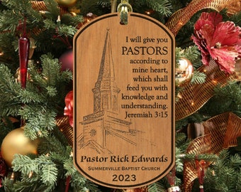 PASTOR Christmas Ornament Gift, Special, Personalized with NAME and Church. Reverend, Father, Clergy Appreciation Gift, Jeremiah