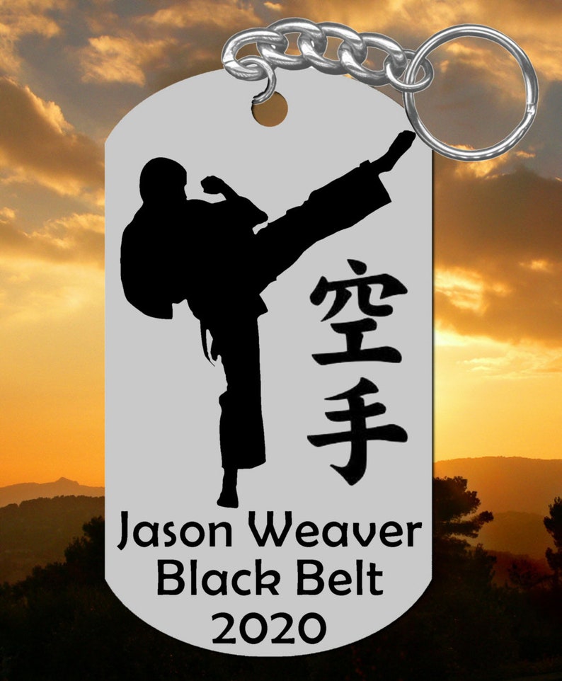 KARATE Keychain Gift Stainless Steel Personalized FREE w Etsy